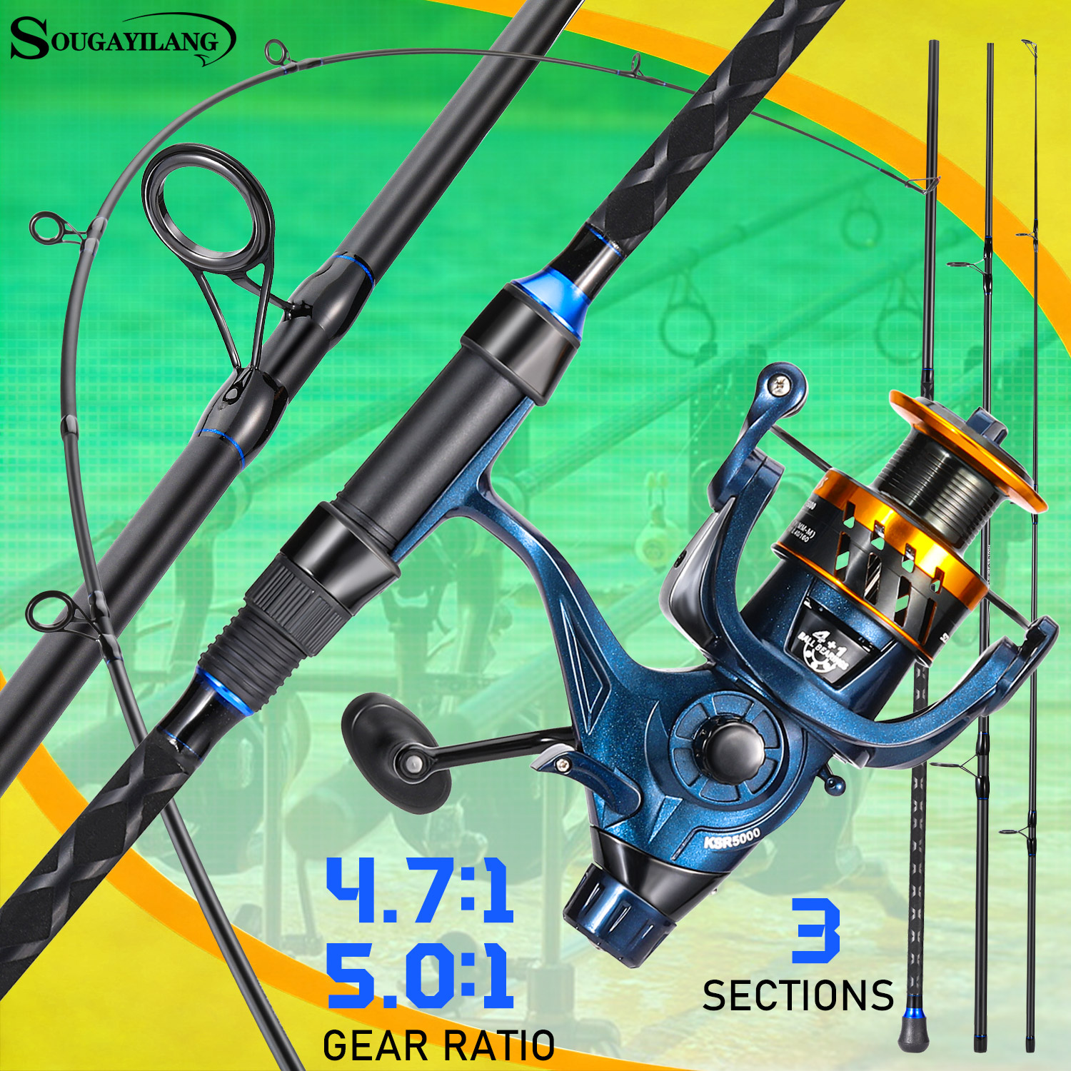 Surf Reel - Sougayilang 3 Sections Surf Fishing Rod