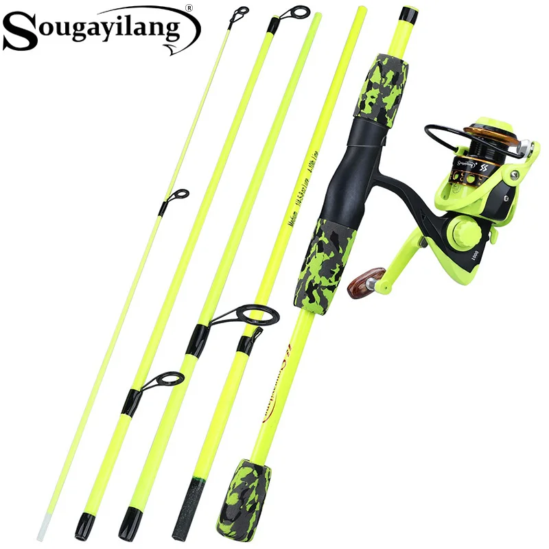 Spincast Reel - Sougayilang Portable 5 Section Red/yellow Fishing