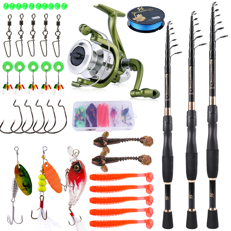 Spincast Reel - Sougayilang Telescopic Fishing Combo 1.8-2.4m Carbon