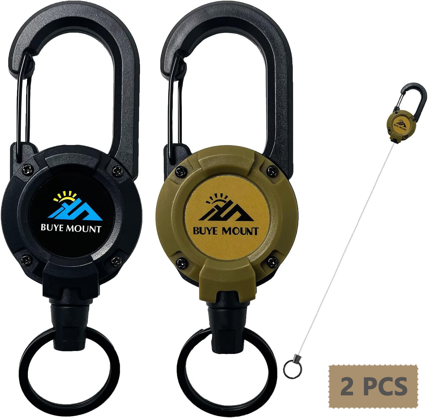 Conventional Reel - 2-Pack Heavy Duty Retractable Keychain, Tactical