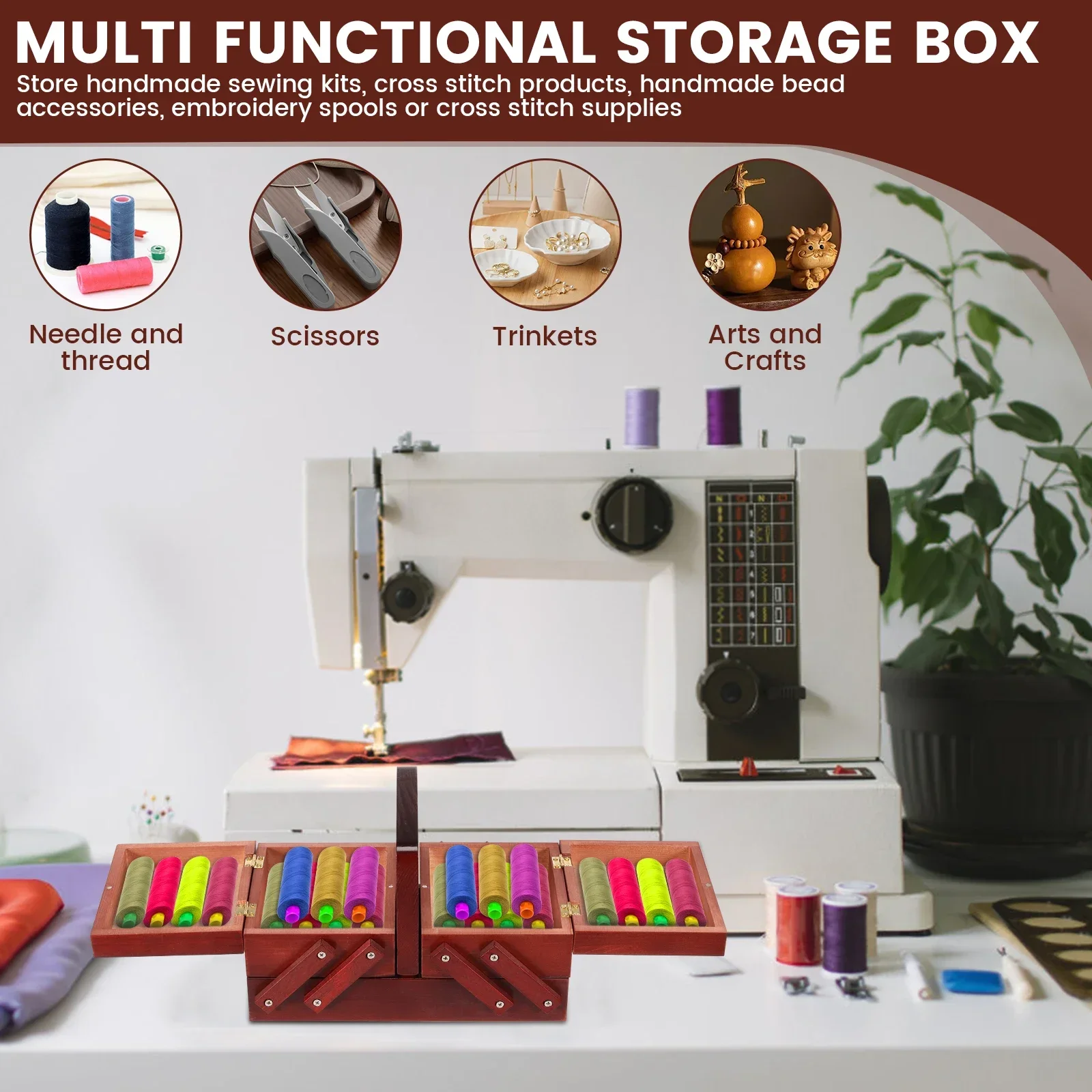 Expandable Sewing Thread Box W - Reel Handle recension och pris