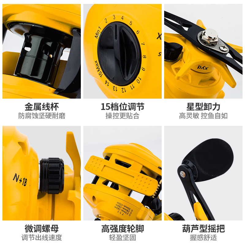 Yellow N+1 Bb Baitcasting Reel - Ice Fishing Reel recension och pris