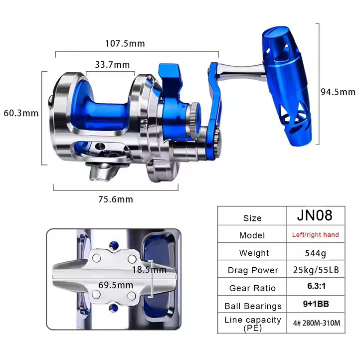 All Metal 9+1BB CNC Fishing Re - Trolling Reel recension och pris