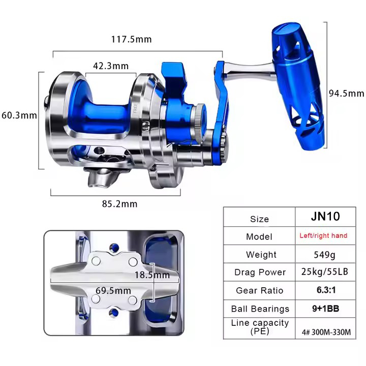 All Metal 9+1BB CNC Fishing Re - Trolling Reel recension och pris